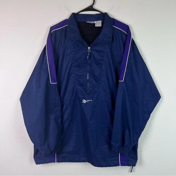 Reebok Men's Windbreaker Size Large Blue and Purple Zip Up - Picture 1 of 12